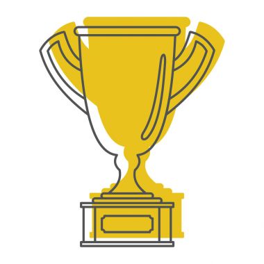 Doodle stili simgeler vektör çizim tasarım ve beyaz arka plan üzerinde izole web için Altın Ödülü Kupası