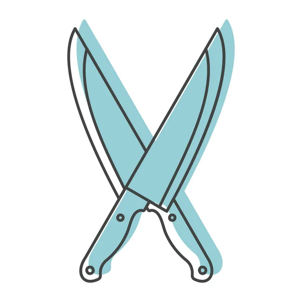 El icono de cuchillos cruzados en estilo garabato — Archivo Imágenes Vectoriales