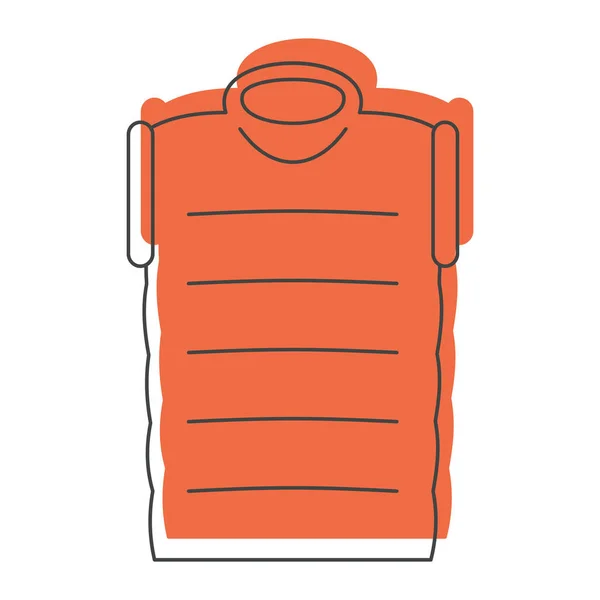 Chaqueta de plumón naranja en estilo doodle iconos ilustración vectorial para el diseño y la web aislada — Vector de stock