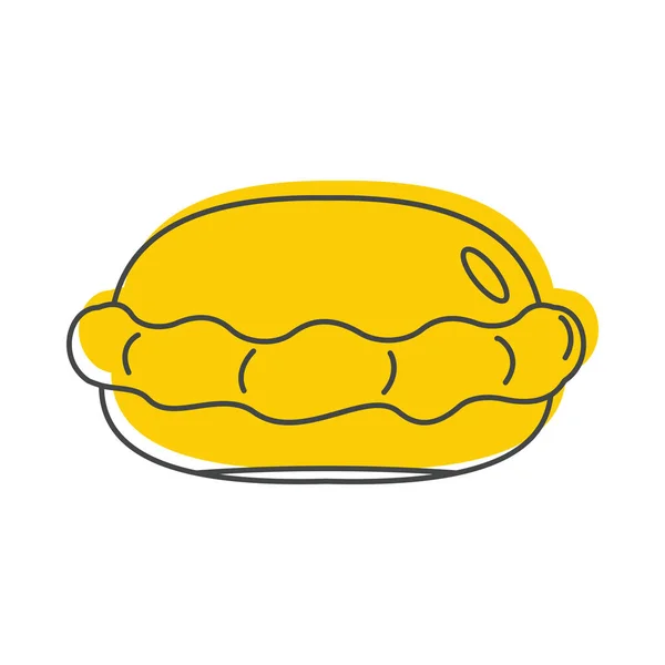 Producto de panadería Roll en iconos de estilo doodle ilustración vectorial para diseño y web aislada sobre fondo blanco — Vector de stock