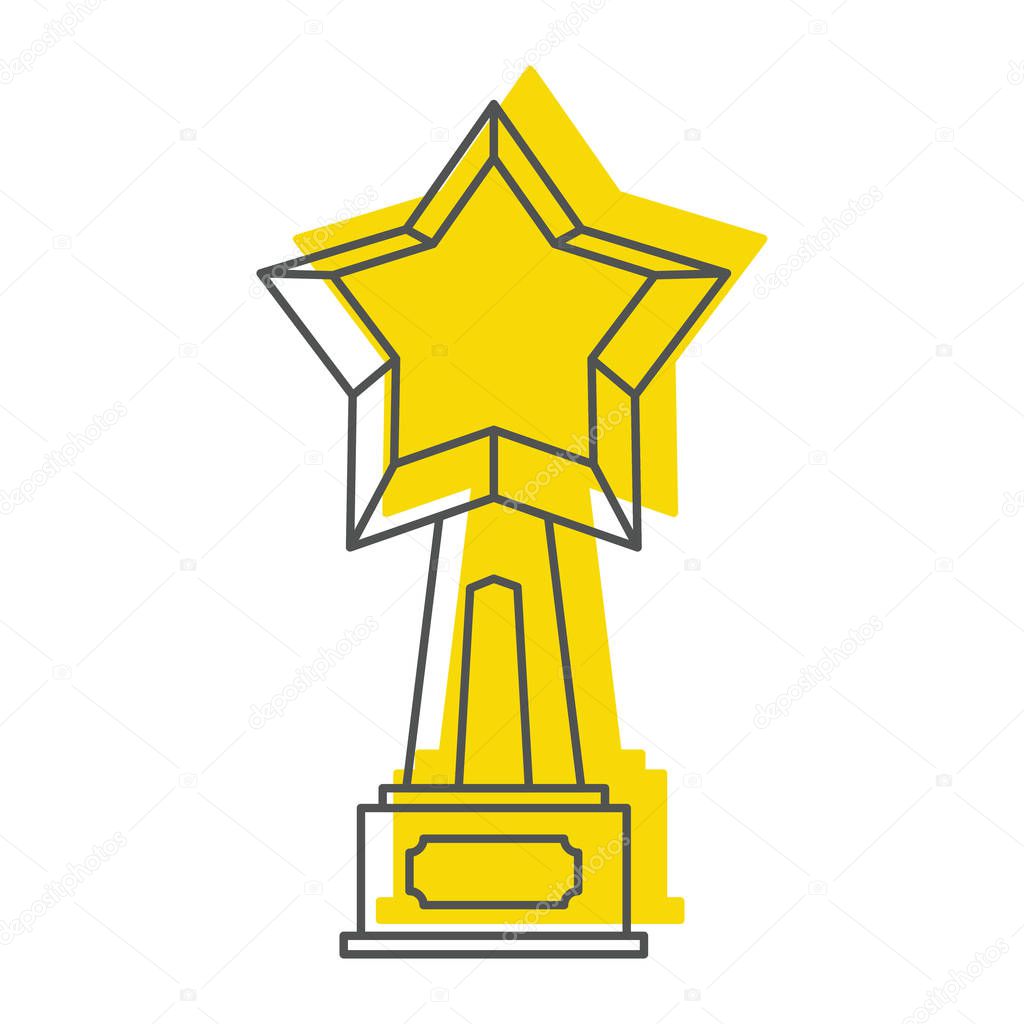 Gold award with star in doodle style icons vector illustration for design and web isolated on white background