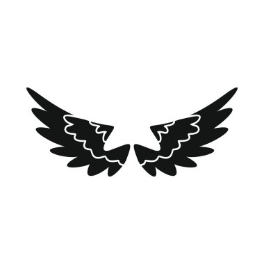 Siyah basit siluet simge vektör çizim tasarım ve web üzerinde beyaz izole için kuş kanatları