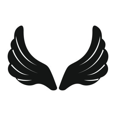 Dekoratif kanatları siyah basit siluet simge vektör çizim tasarım ve web üzerinde beyaz izole için