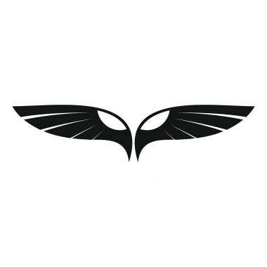 Dekoratif kanatları siyah basit siluet simge vektör çizim tasarım ve web üzerinde beyaz izole için