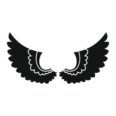 Kanatları siyah basit siluet simge vektör çizim tasarım ve web üzerinde beyaz izole için fly