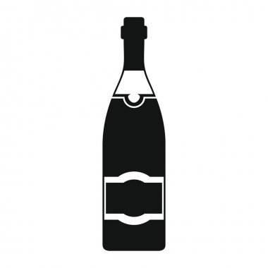 Şişe alkol şampanya siyah basit siluet stil simgeler vektör çizim tasarım için
