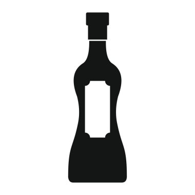 Şişe alkol vermut siyah basit siluet stil simgeler vektör çizim tasarım içinde