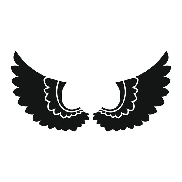 飞翔的翅膀黑色简单轮廓图标矢量插画设计和 web 上白色孤立 — 图库矢量图片