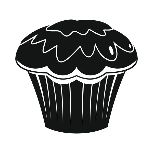 Pastel producto de panadería en negro simple silueta iconos estilo vector ilustración para el diseño y la web — Vector de stock