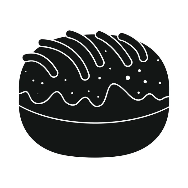 Rollo producto de panadería en negro simple silueta iconos estilo vector ilustración para el diseño y la web — Vector de stock