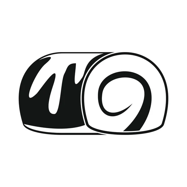 Rollo producto de panadería en negro simple silueta iconos estilo vector ilustración para el diseño y la web — Vector de stock