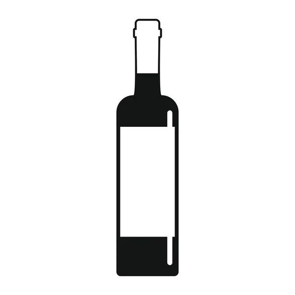 Vino de botella de alcohol en negro simple silueta iconos estilo vector ilustración para el diseño y la web — Vector de stock