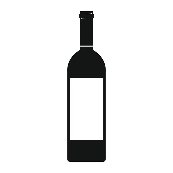 Vino de botella de alcohol en negro simple silueta iconos estilo vector ilustración para el diseño y la web — Vector de stock