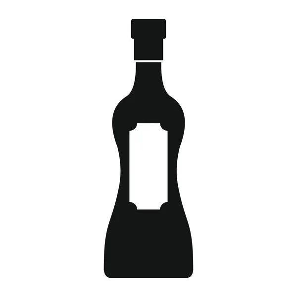瓶酒精苦艾酒在黑色简单轮廓样式图标矢量插画设计 — 图库矢量图片