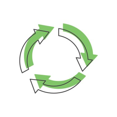 Recycle green icon, doodle style