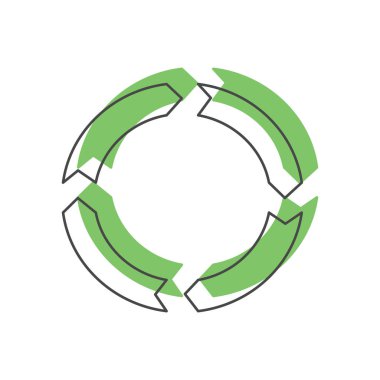 Recycle green icon, doodle style