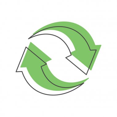 Recycle green icon, doodle style