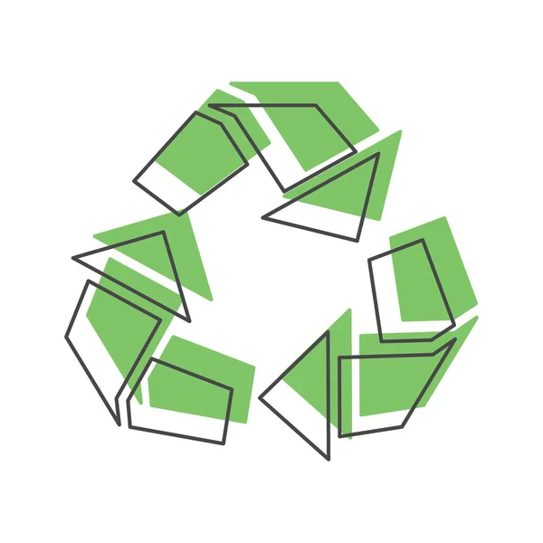Reciclar icono verde, estilo garabato — Archivo Imágenes Vectoriales
