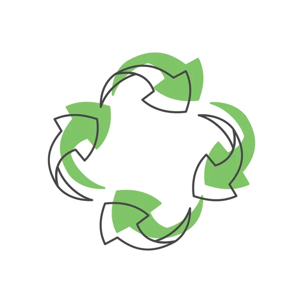 Recycle green icon, doodle style — Stok Vektör