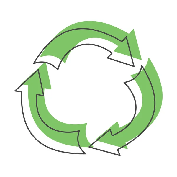 Recycle green icon, doodle style — Stok Vektör