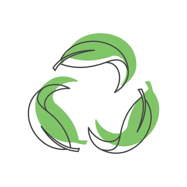Reciclar icono verde, estilo garabato — Vector de stock