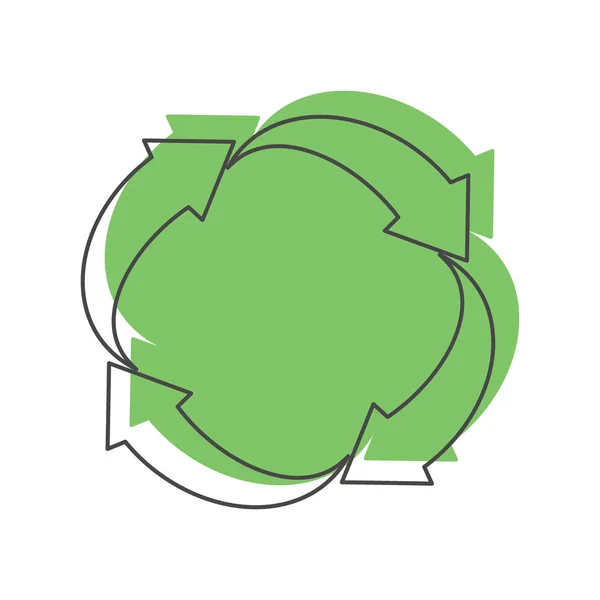 Reciclar icono verde, estilo garabato — Archivo Imágenes Vectoriales