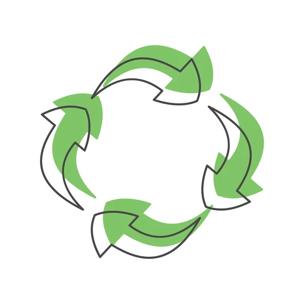 Recycle green icon, doodle style — Stok Vektör