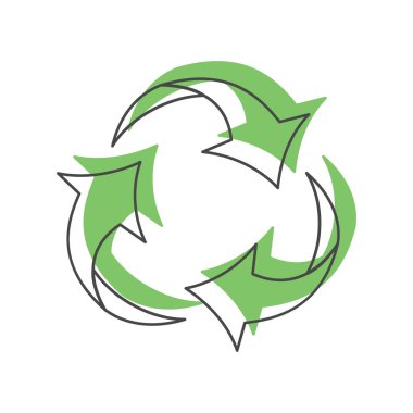 Recycle green icon, doodle style