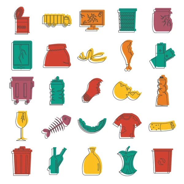 Garbage Doodle Icons Set Vector Illustration Design Web Isolated White — Stock Vector