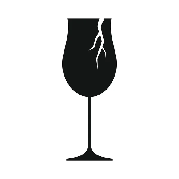 Broken Wine Glass Icon Silhouette Illustration Broken Wine Glass Vector — Stock Vector
