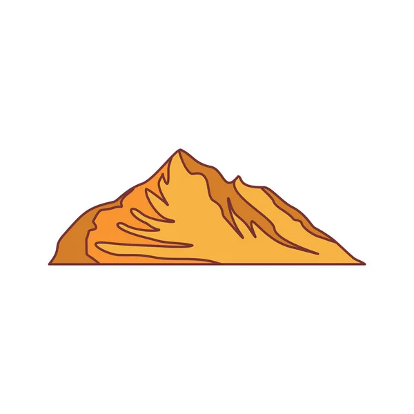 黄色の砂漠山のアイコン 黒の背景に分離された Web の山ベクトル アイコンの漫画イラスト — ストックベクタ