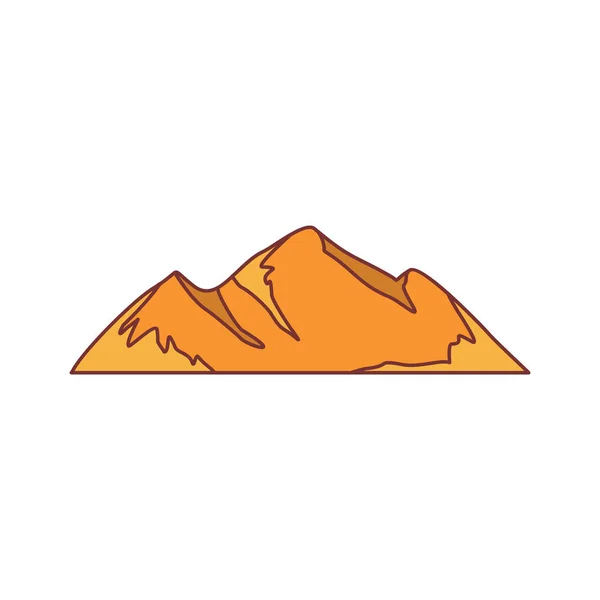 黄色の砂漠山のアイコン 黒の背景に分離された Web の山ベクトル アイコンの漫画イラスト — ストックベクタ