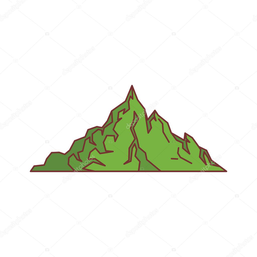 Green hill mountain icon. Cartoon illustration of mountain vector icon for web isolated on black background