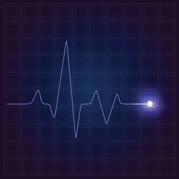 Healthcare blue medical background with neon heart cardiogram. Cardiology vector concept with pulse rate diagram. Digital cardiogram, illustration of diagnostic curve cardiogram