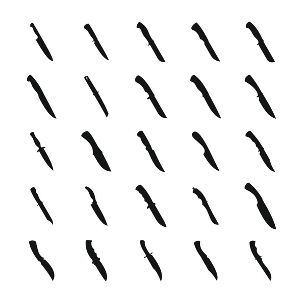 Колекція Армійських Ножів Набір Іконок Силуетів Типовий Бойовий Ніж Стоковий — стоковий вектор