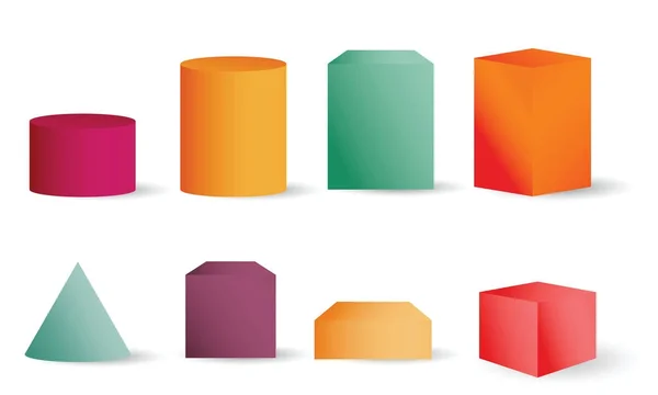 Цветные Пустые Цилиндры Конус Кубики Геометрический Элемент Цилиндра Векторная Иллюстрация — стоковый вектор