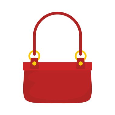 Moda kırmızı çanta simgesi. Düz beyaz arka plan üzerinde izole web için kadın moda kırmızı çanta vektör simge resmi