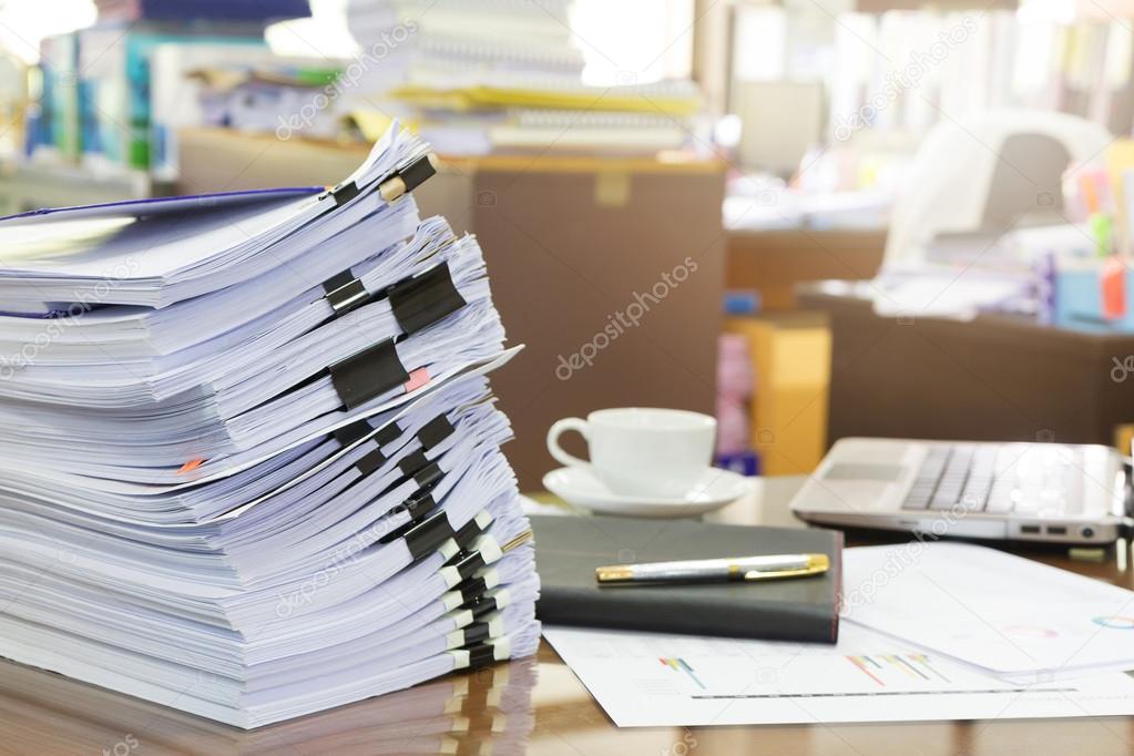 Business concept. stack of business documents on office desk