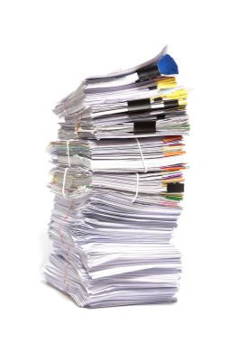 Stack of business papers isolated on white background clipart