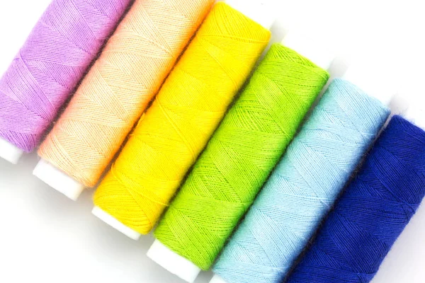 Colorful yarns spool isolated on white — Stock Photo, Image