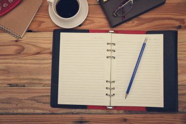 İş ve finans çalışma, çalışma günü içinde ofis büro ofis kavramı. Üstten görünüm