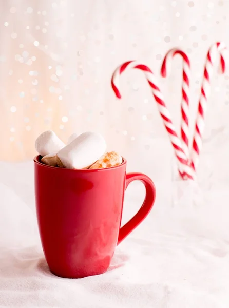 Varm choklad med marshmallows — Stockfoto