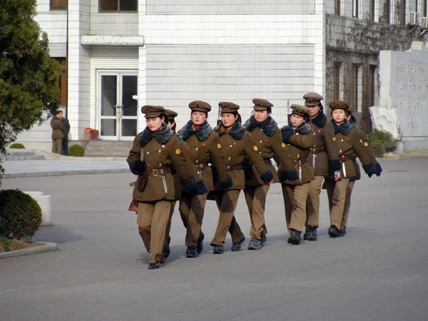 North Korean war woman squad — Stock Photo, Image