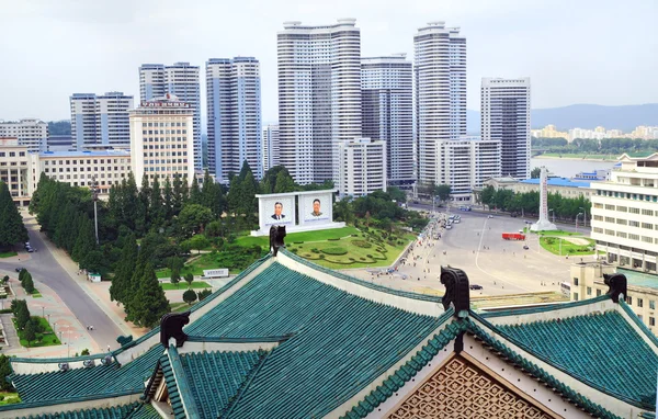 Panorama paesaggistico della capitale Pyongyang Immagini Stock Royalty Free