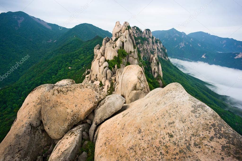 Ulsanbawi Rock against the fog seorak mountains 