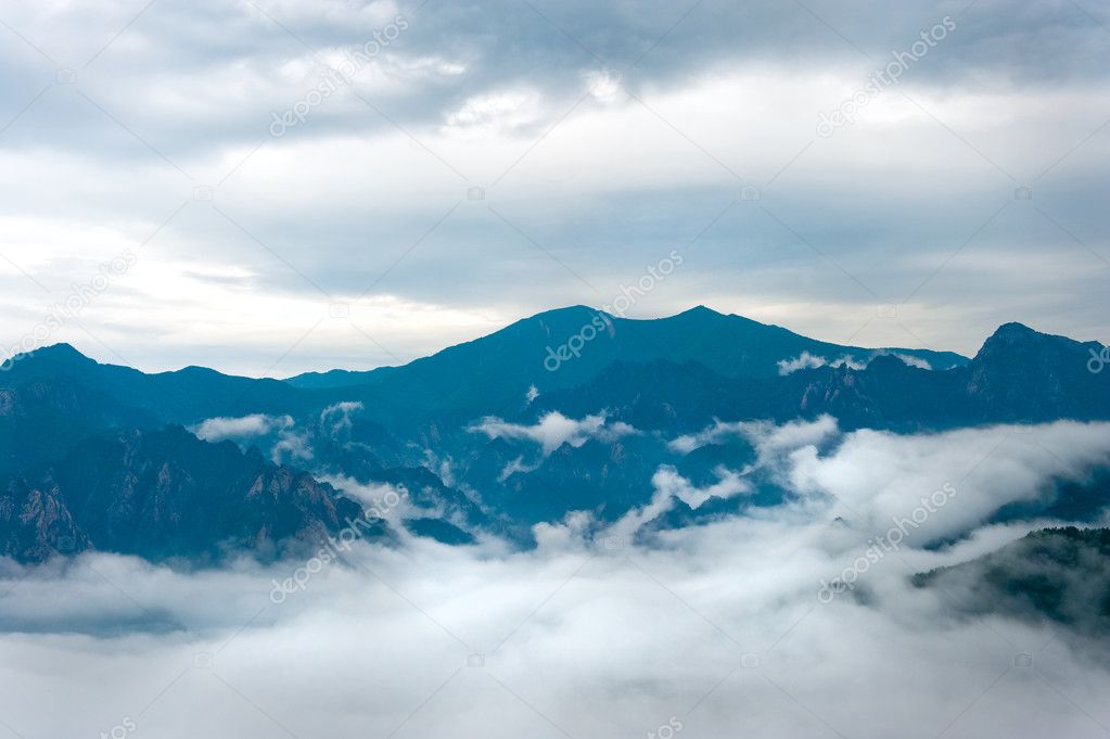 Ulsanbawi Rock against the fog seorak mountains