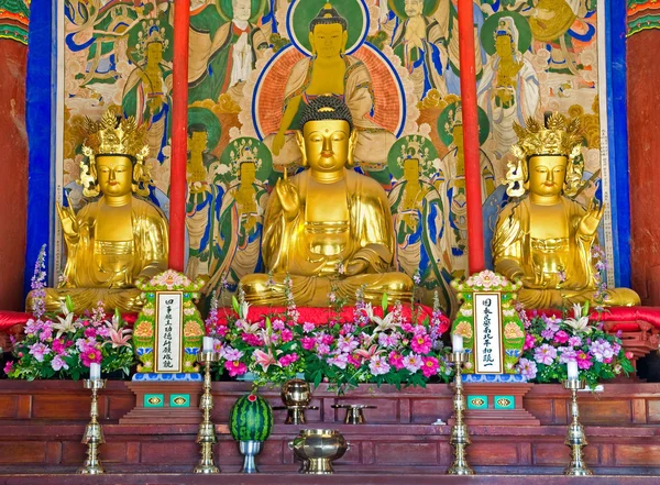 Buddhista oltár a buddhista Sinheungsa templom — Stock Fotó