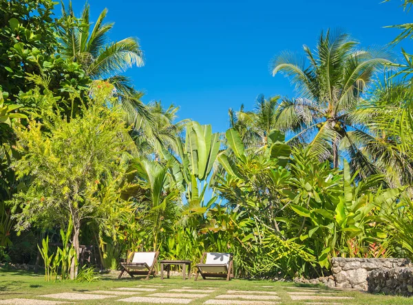 Fondo Tropical Playa Alona Isla Panglao Bohol Con Sillas Playa — Foto de Stock