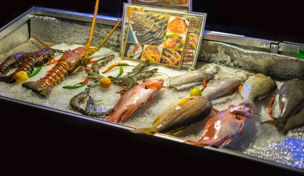 Fresh live fish at traditional korean seafood restaurant, Jeju island, South Korea