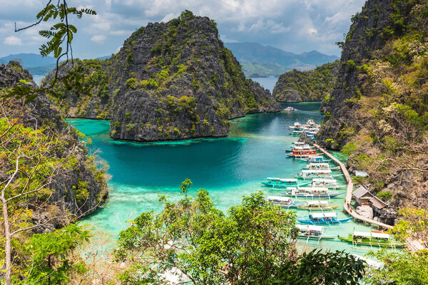 View of Kayangan Lake lagoon on Coron island, Busuanga Palawan 